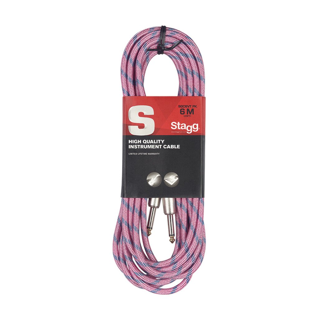 Instrumentenkabel - Klinke - 6m - Vintage Tweed pink