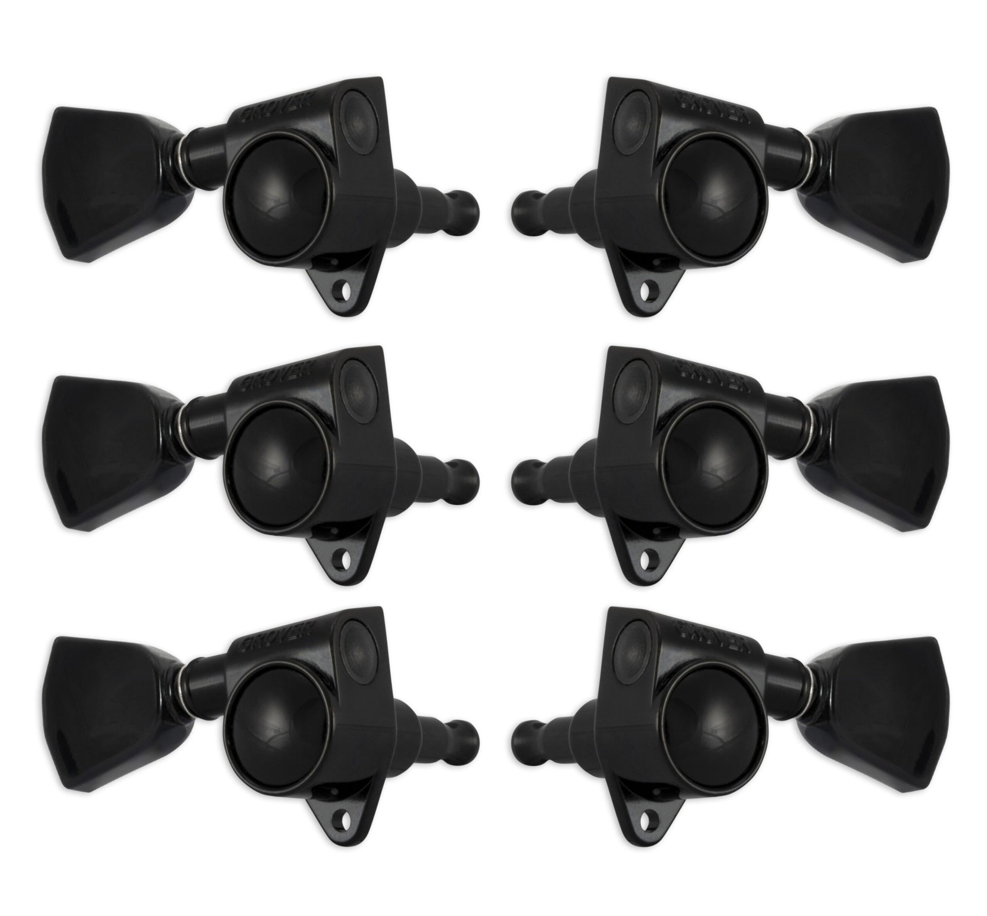 102BCK Rotomatics Crown Button Guitar Machine Heads 3 + 3 Black Chrome