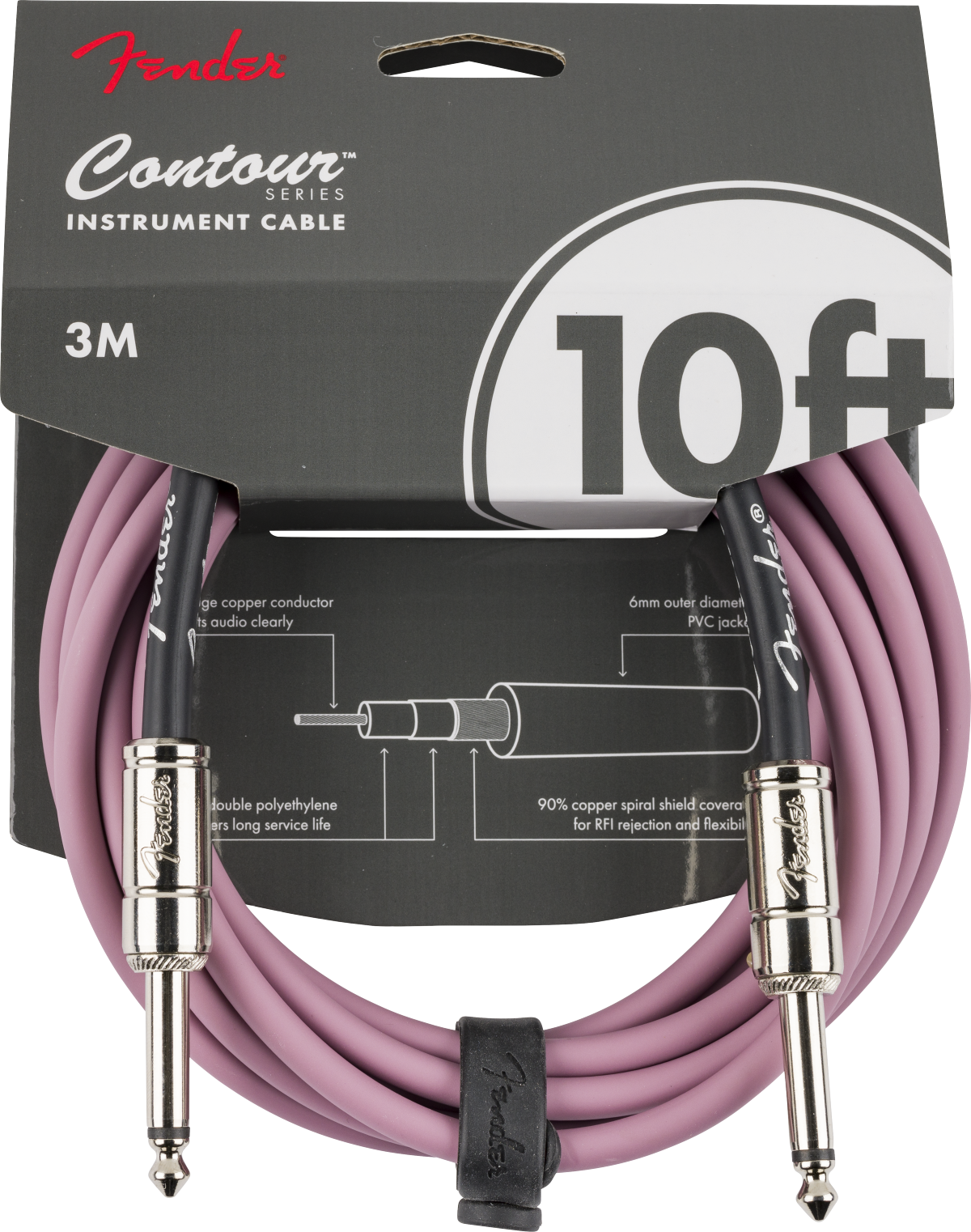 Contour Instrument Cable, Burgundy Mist, 10'