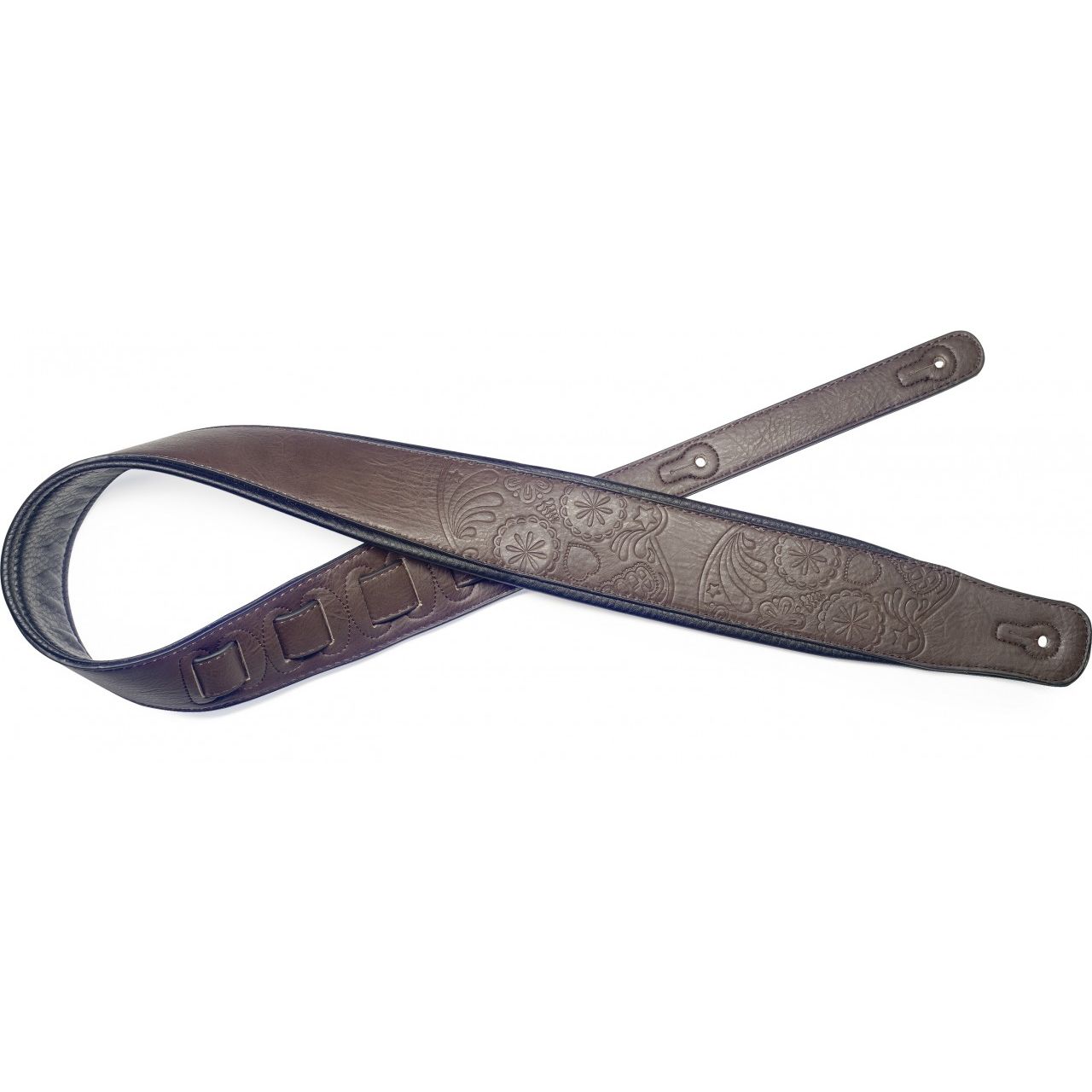 Lederimitat Gitarrengurt gepolstert, Dunkelbraun