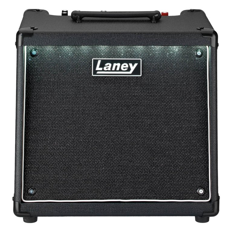 Gitarrenverstärker, schwarzes Gehäuse, Lautsprecherbox, Tragegriff, Frontbespannung