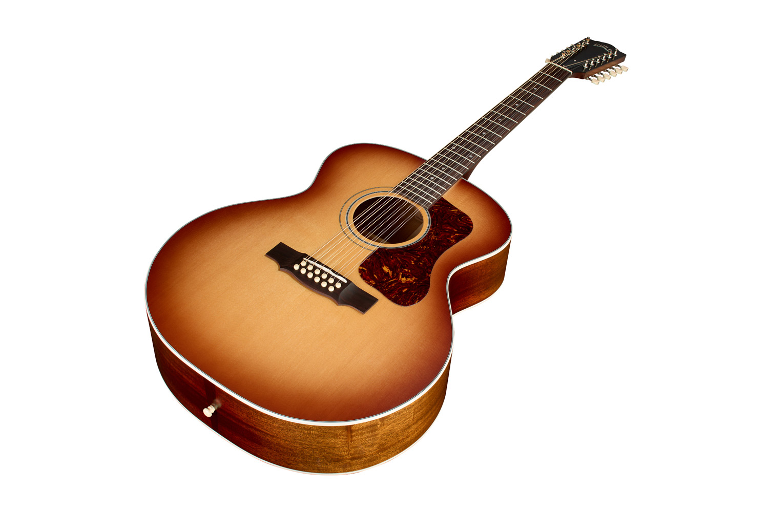 Akustikgitarre, 12-saitig, Westerngitarre, Sunburst, Palisander-Schlagbrett