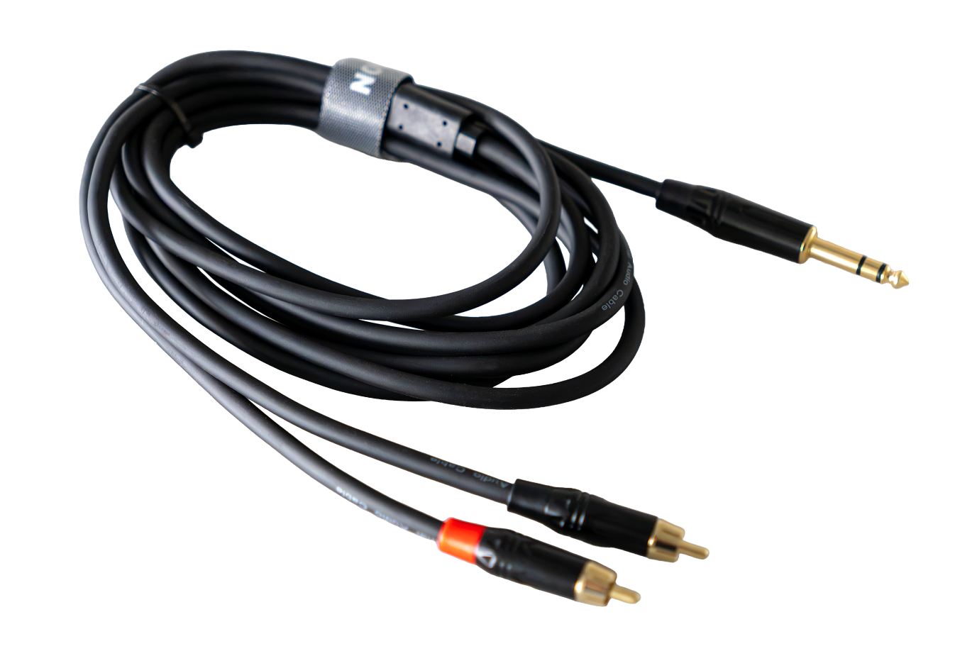 Audiokabel, Klinkenstecker, Cinch-Stecker, schwarz, vergoldete Kontakte