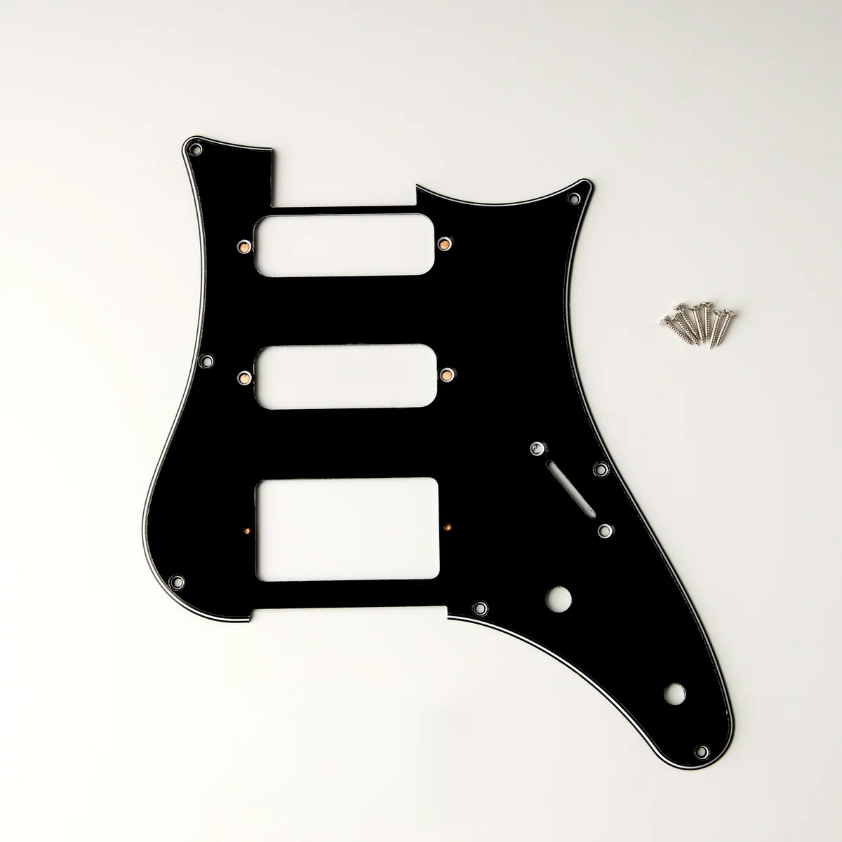 E-Gitarren-Schlagbrett, schwarz, Kunststoff, Humbucker-Aussparungen, Montageschrauben