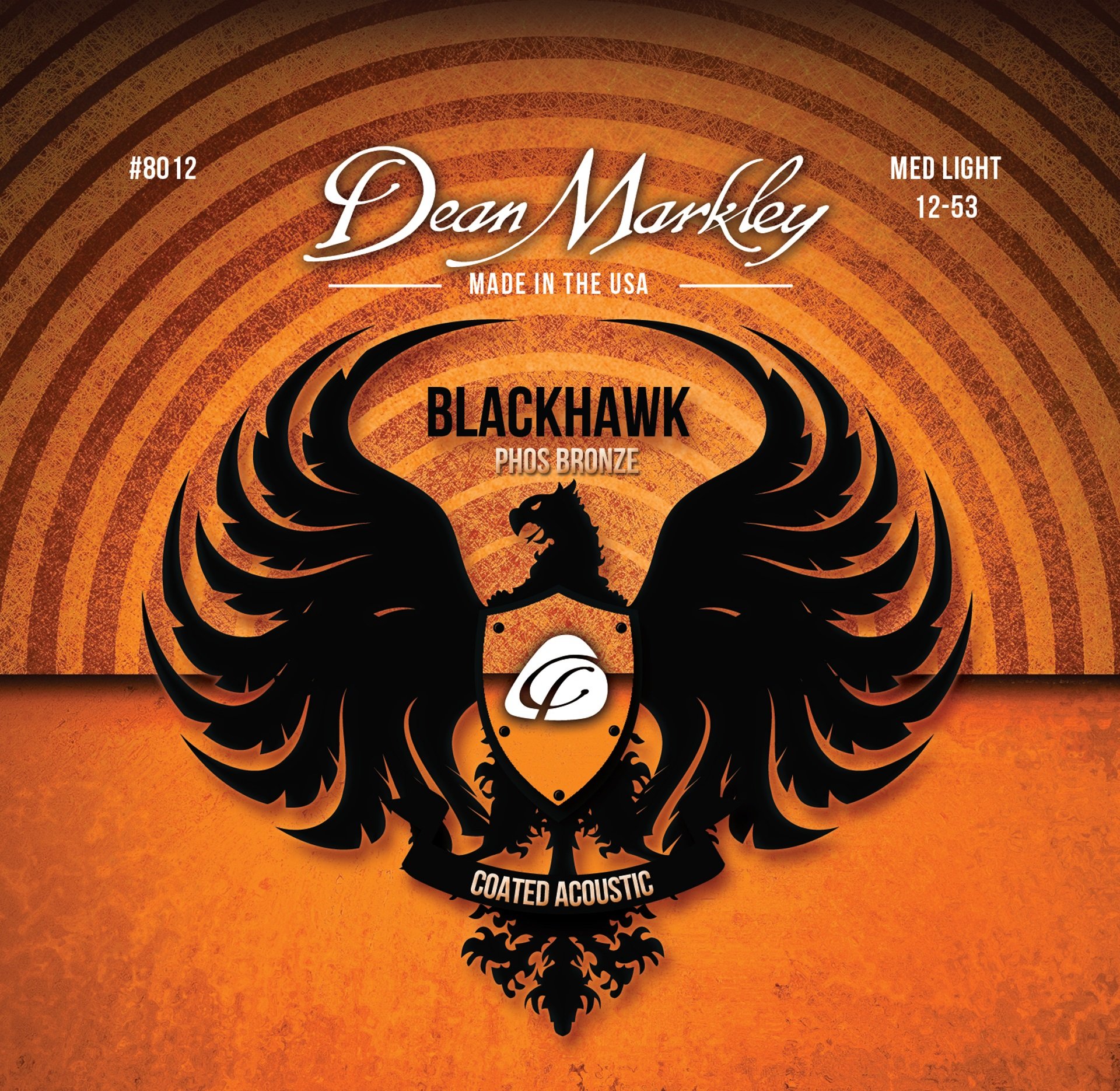 Blackhawk - 8012 - Coated Acoustic Guitar String Set, Pure Bronze, Medium Light, .012.-053