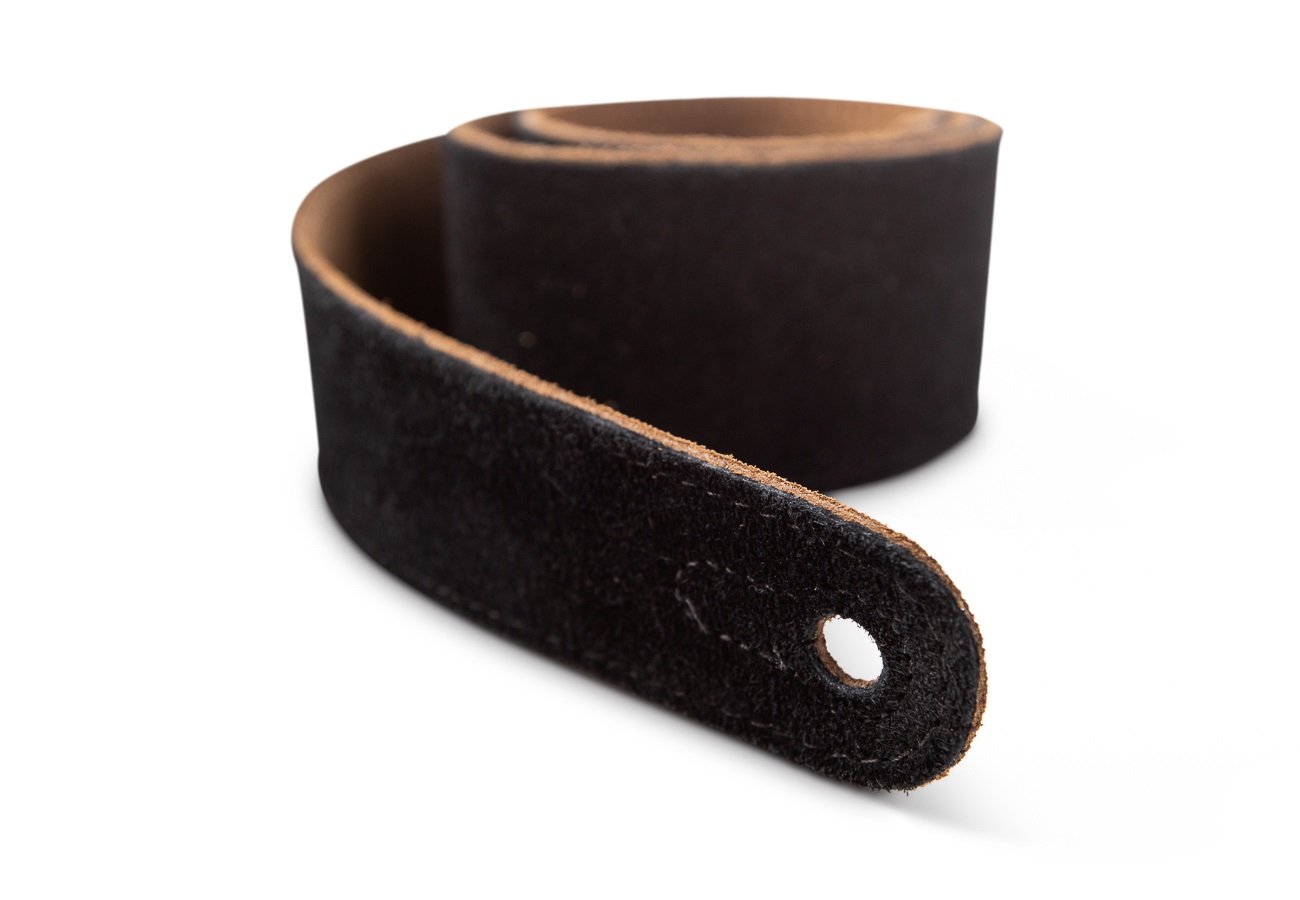 Embroidered Suede Guitar Strap Black