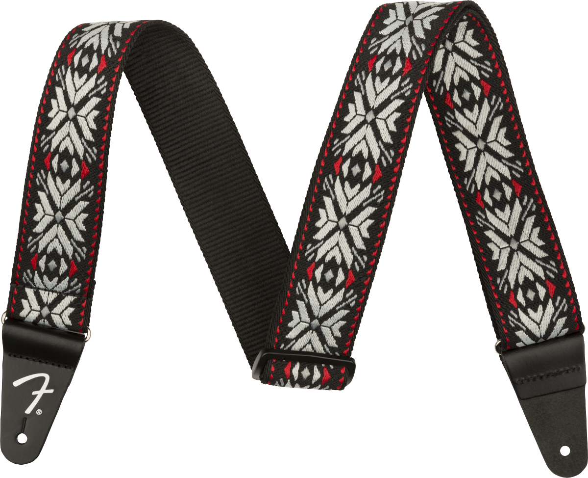 Pasadena Woven Strap, Red Snowflake, 2"