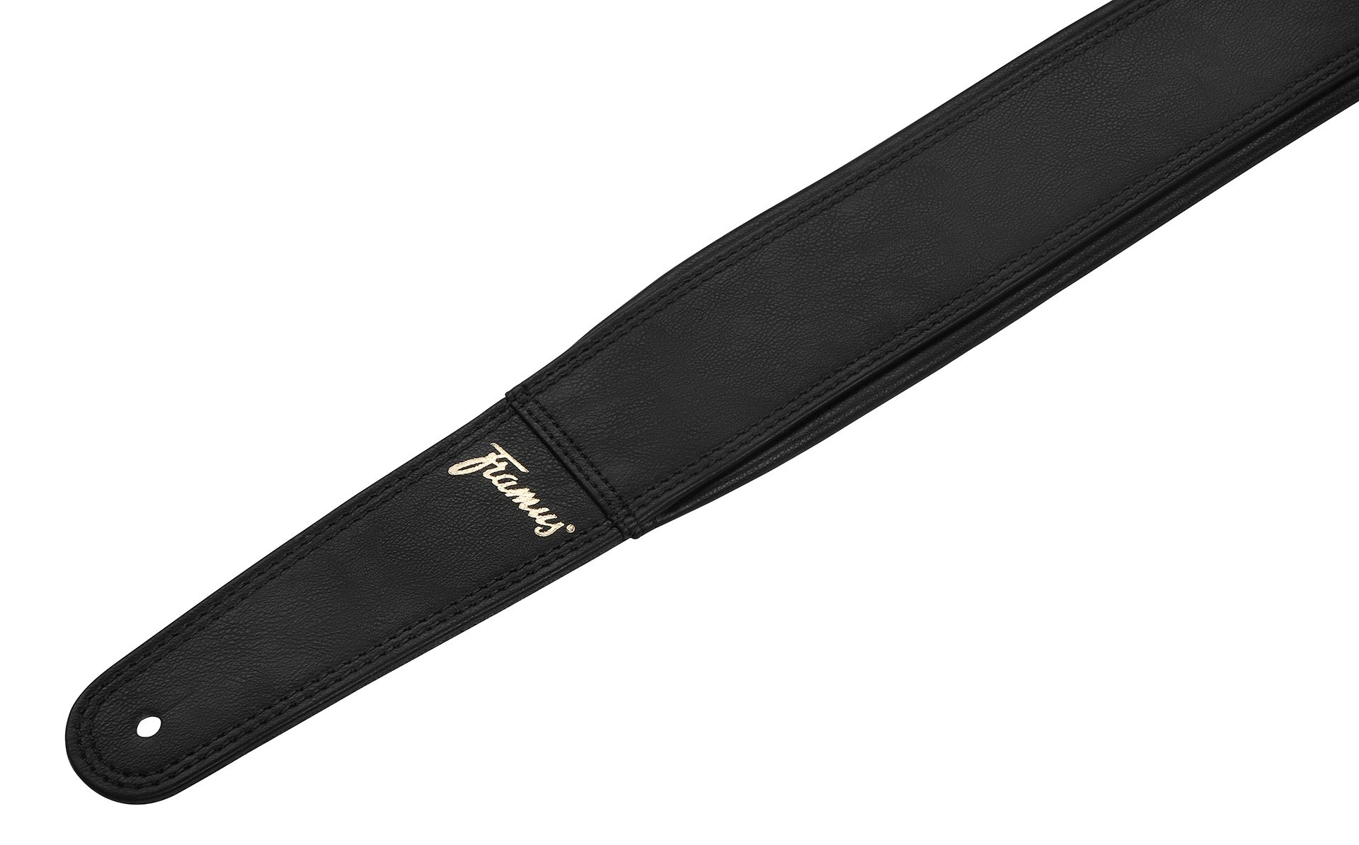Teambuilt Synthetic Leather Guitar Strap - Black, Gold Embossing