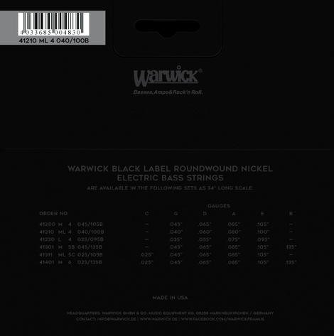 Black Label Bass String Set, Nickel-Plated Steel - 4-String, Medium Light, .040-.100  