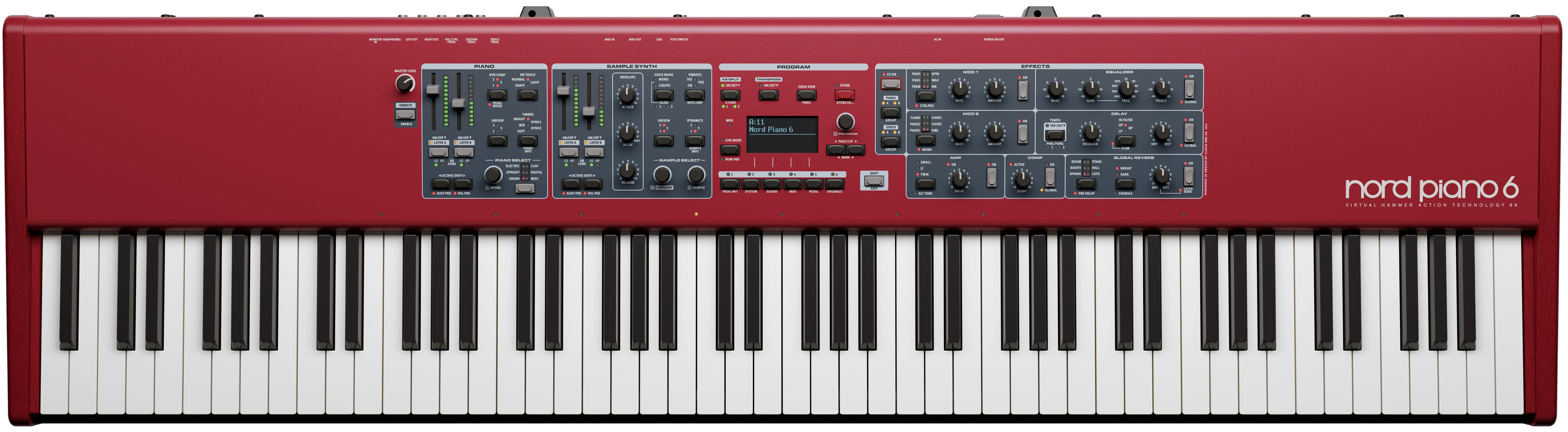 Nord Piano 6 88 Draufsicht auf das vollständige Layout