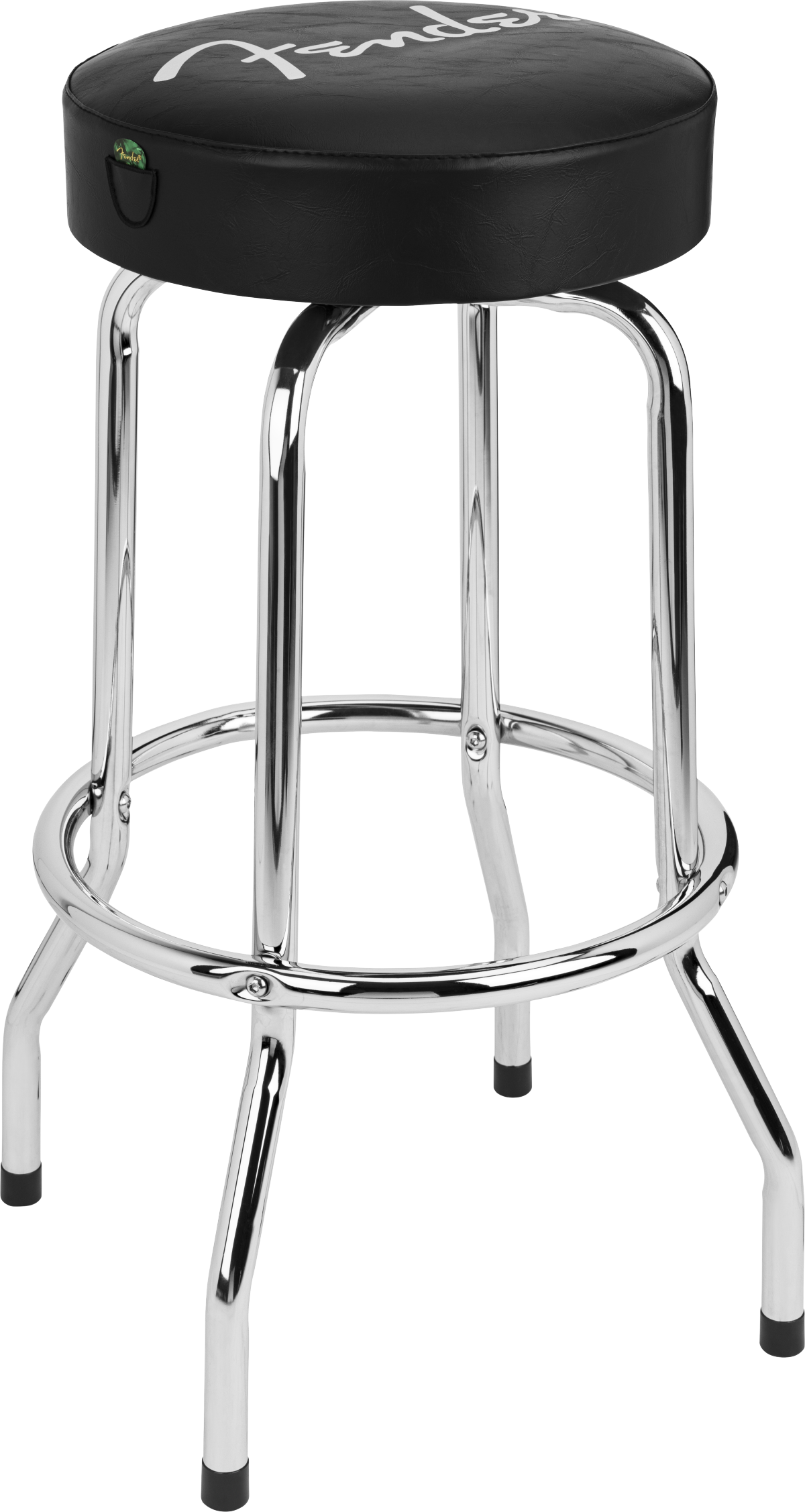 Spaghetti Logo Pick Pouch Barstool, Black/Chrome, 30"