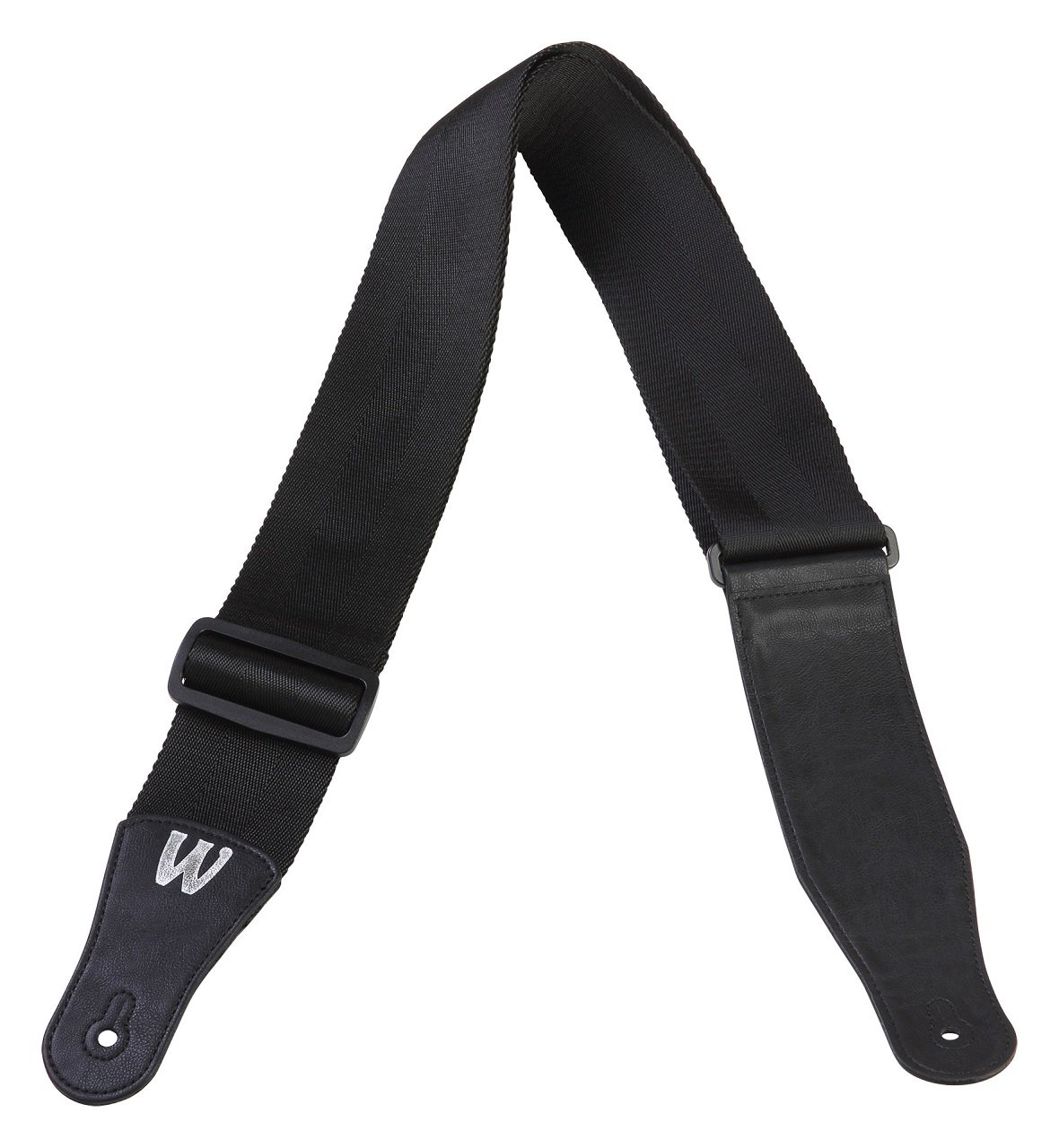 Nylon Bass Strap - Black, Silver Embossing
