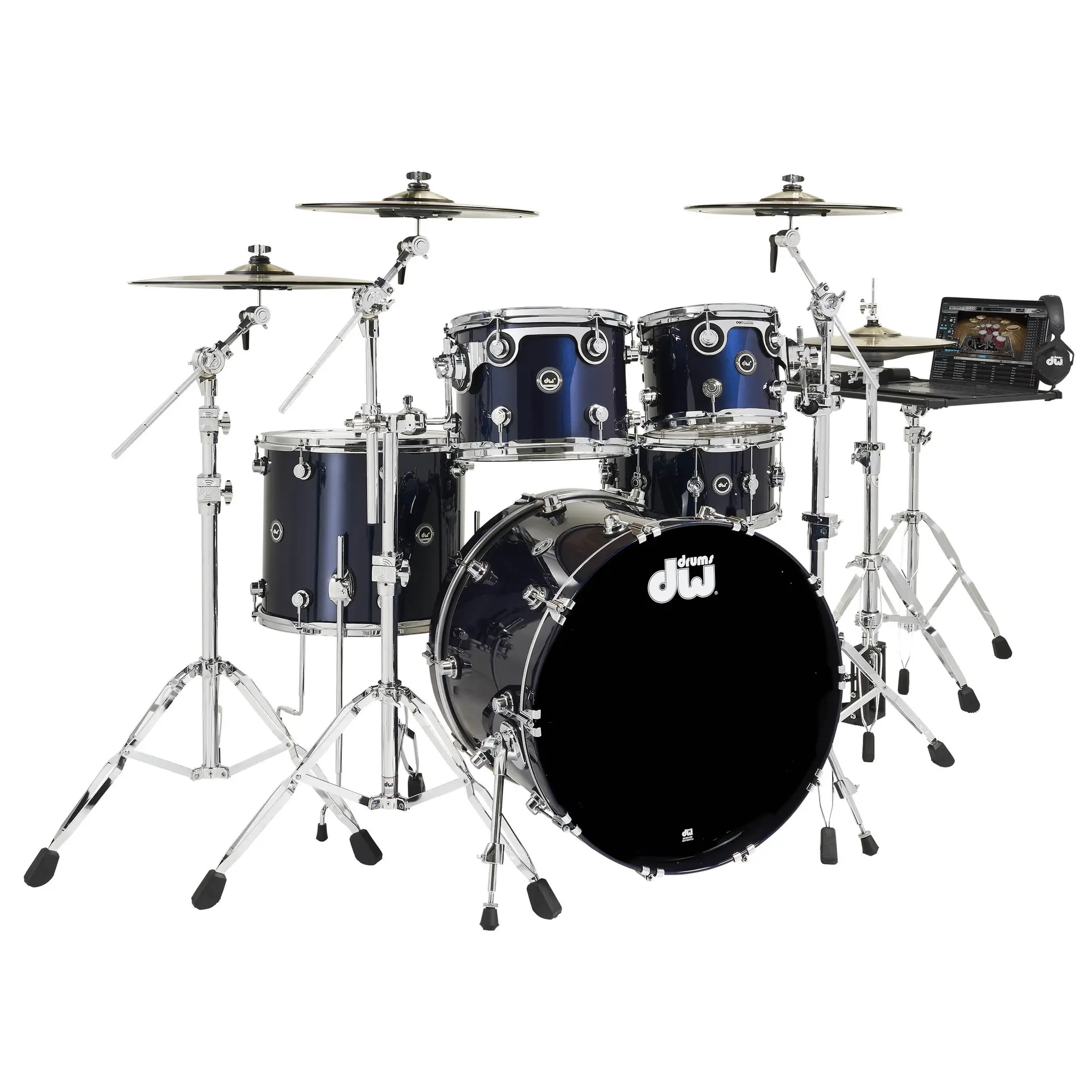 Midnight Blue Metallic | 5-tlg Drum Kit Set mit 4 Becken