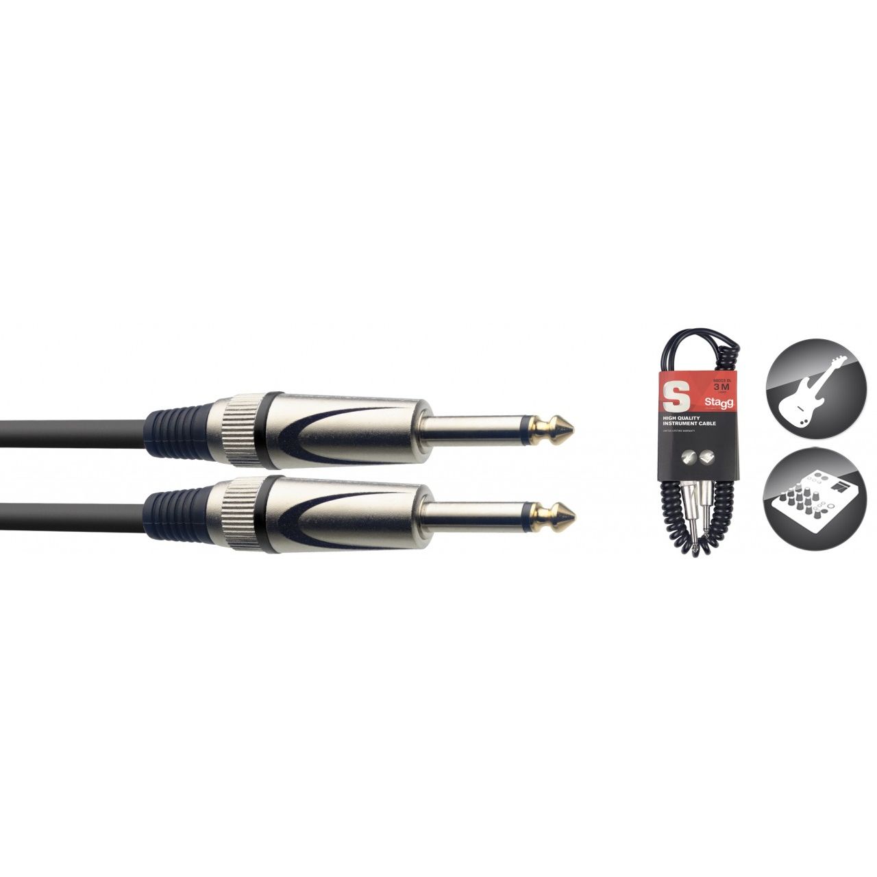 Spiral-Instrumentenkabel 3m