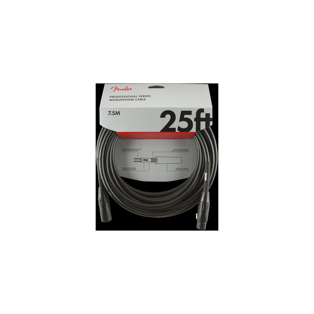Professional Series Microphone Cable, 25', Black (7,5m)