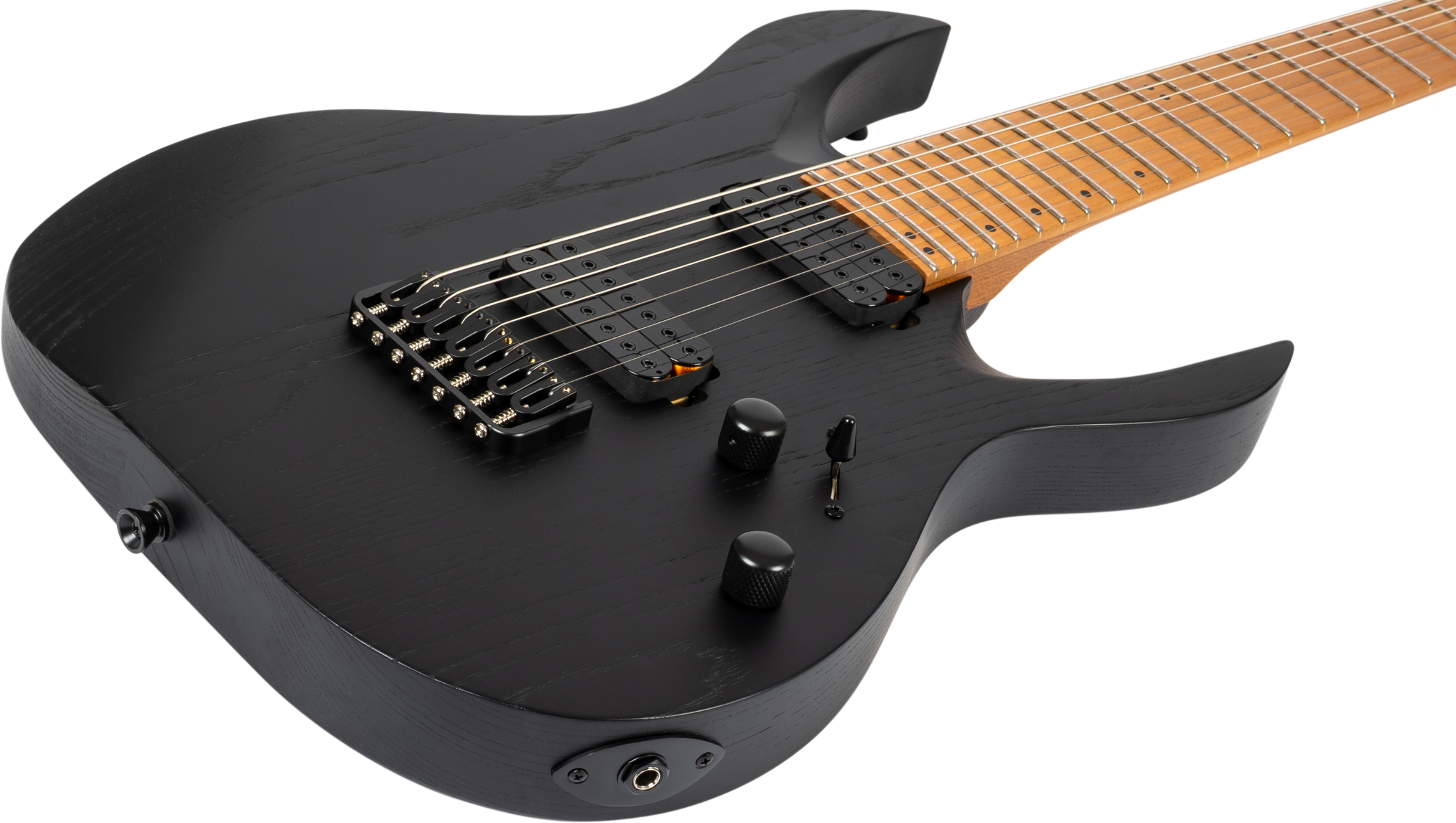 S-607 ABK 7-String E-Gitarre Swamp Ash Black Stainless Steel