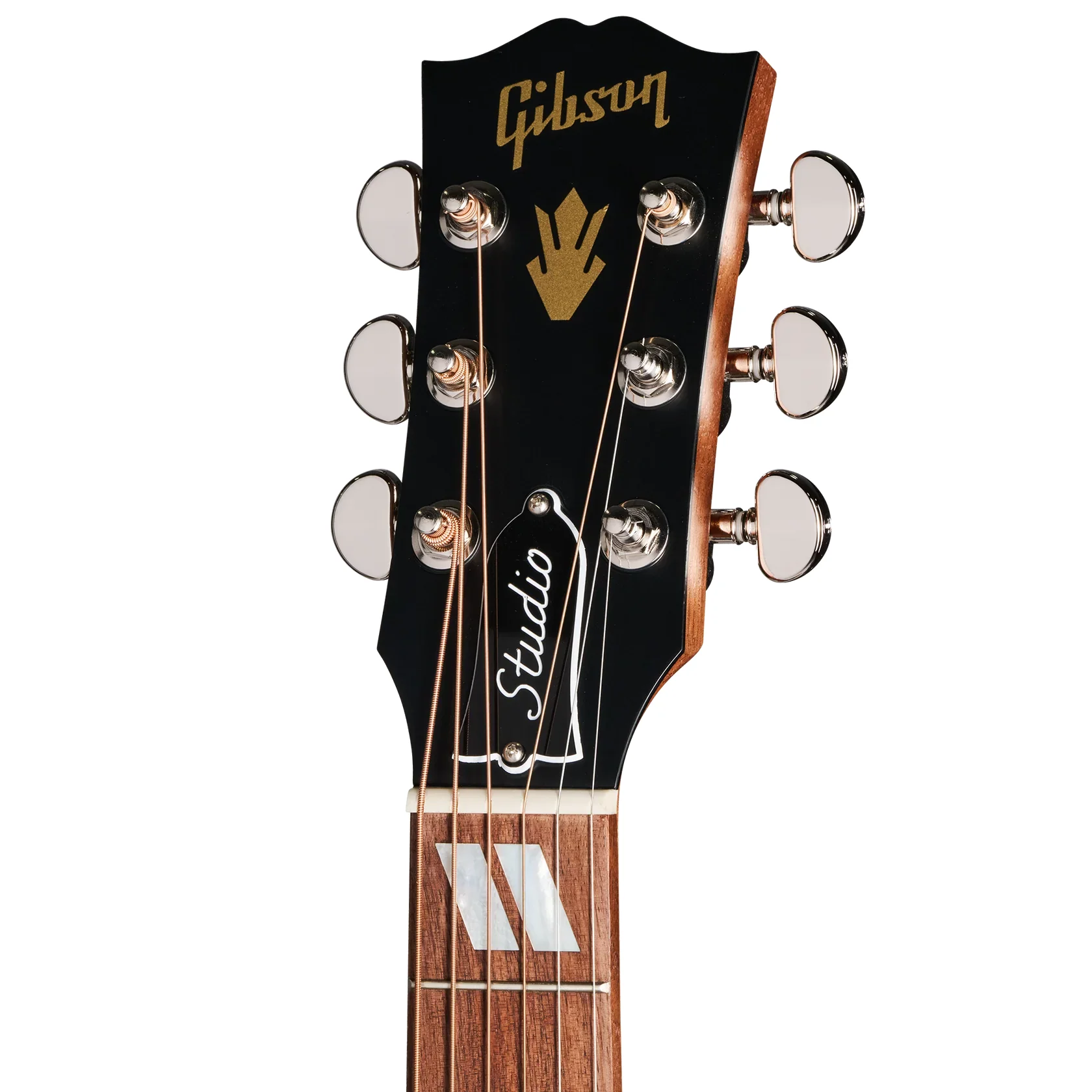 Gibson Hummingbird Studio Walnut Burst Kopfplatte in frontaler Ansicht