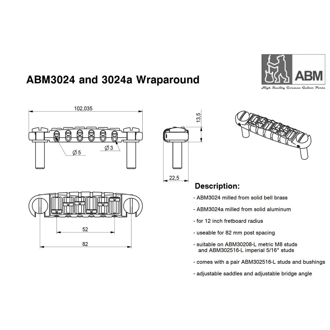 3024na Adjustable Wraparound Bridge nickel