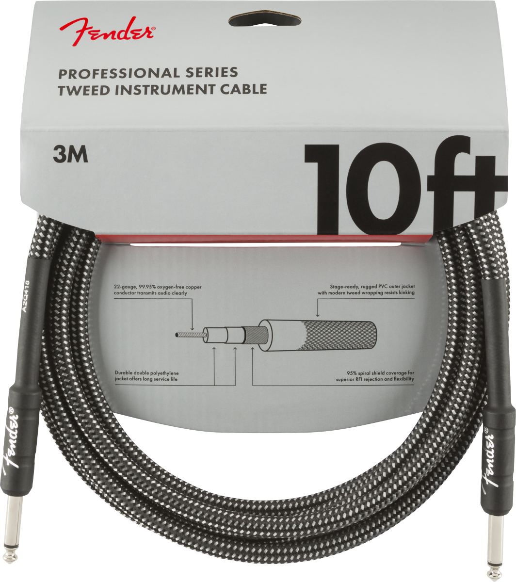 Professional Series Instrument Cables, 10', Gray Tweed (3 m)