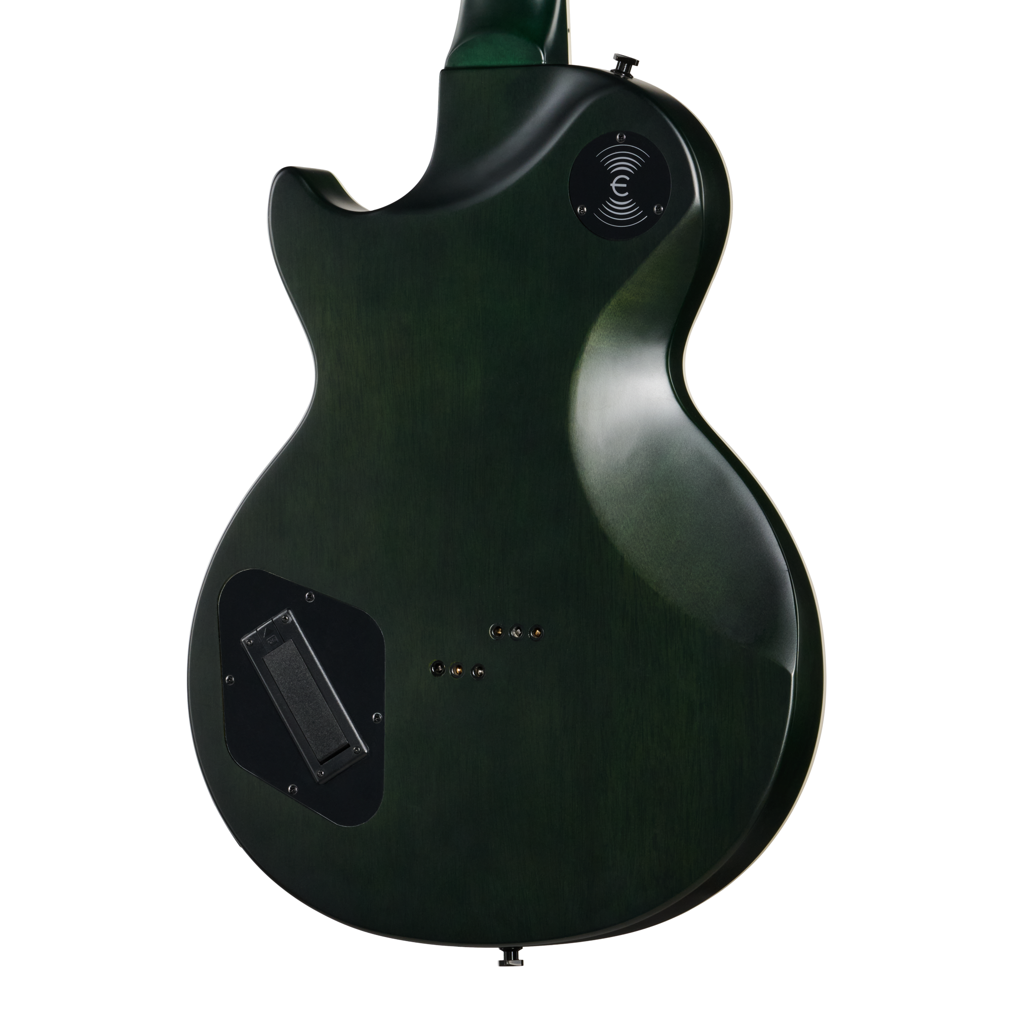 E-Gitarre, dunkelgrün, Solidbody, Holzkorpus, elektronisches System