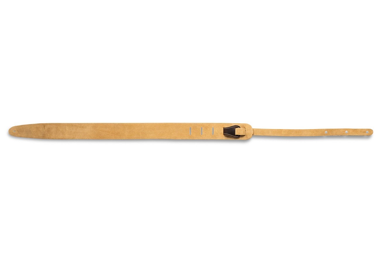 Leather Guitar Strap - Suede Back Choc Brown