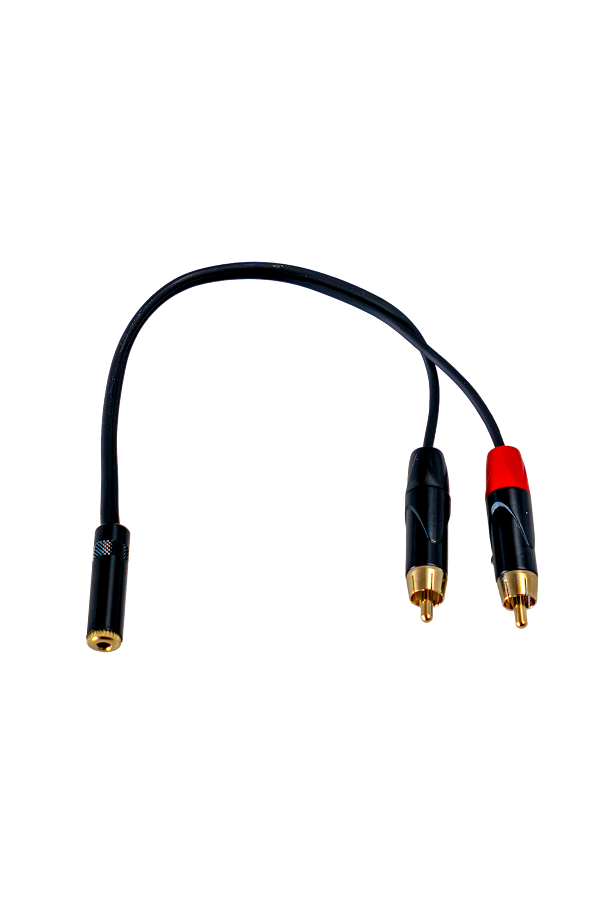 Cinch-Adapterkabel, 3,5-mm-Klinkenbuchse, 2 Cinch-Stecker, Schwarz, Rot-schwarze Stecker