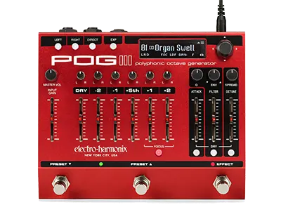 Gitarreneffektpedal, Polyphoner Oktavengenerator, Looper, Rotes Gehäuse, Schieberegler