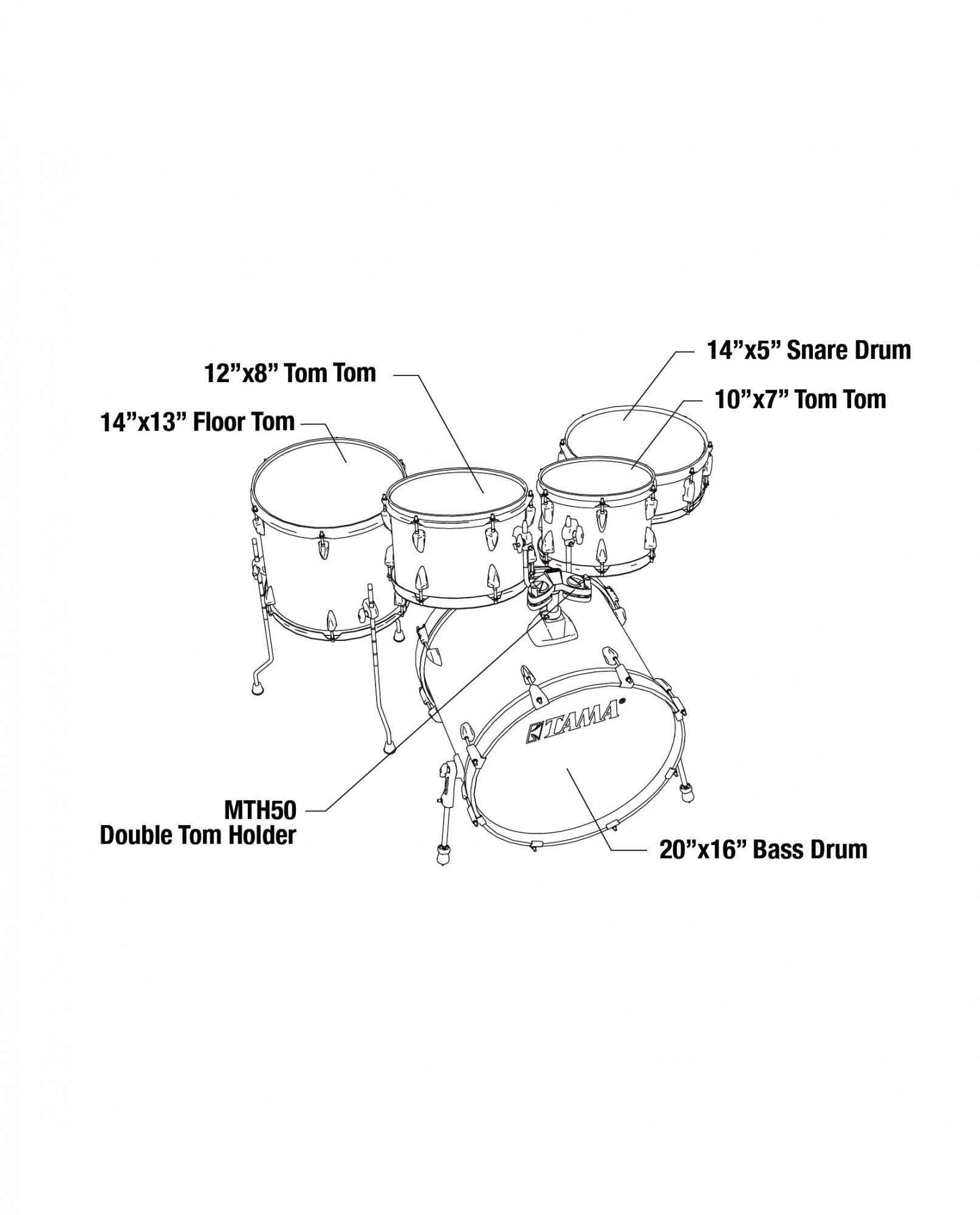 Imperialstar 20" 5pcs Drumset BOB - Blacked Out Nickel HW 
