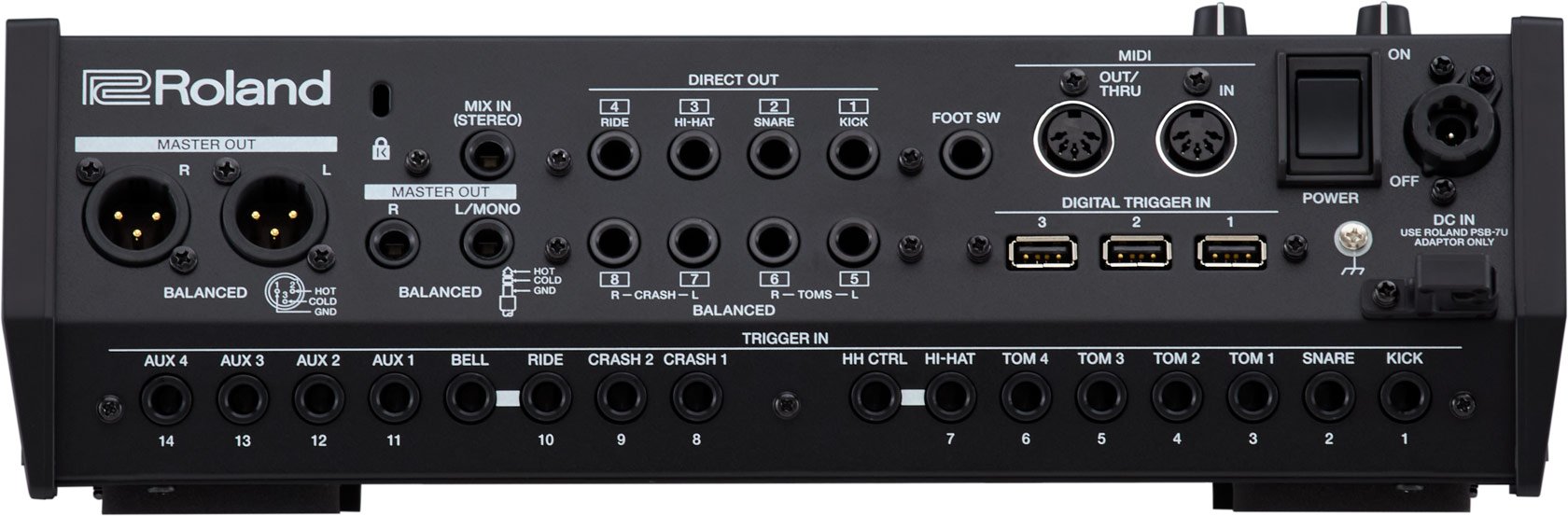 Roland VAD716-SW E-Drum Set Vorderansicht – Satin Walnut Finish mit V71 Modul und Digital Pads
