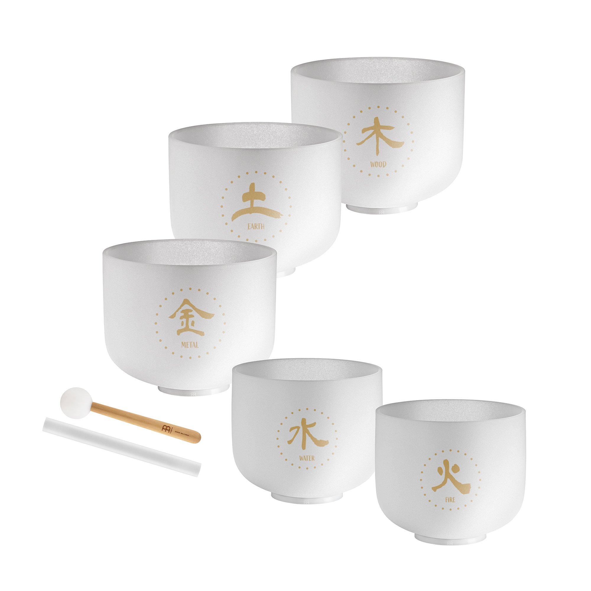 5-teiliges TCM Crystal Singing Bowl Elemente Set
