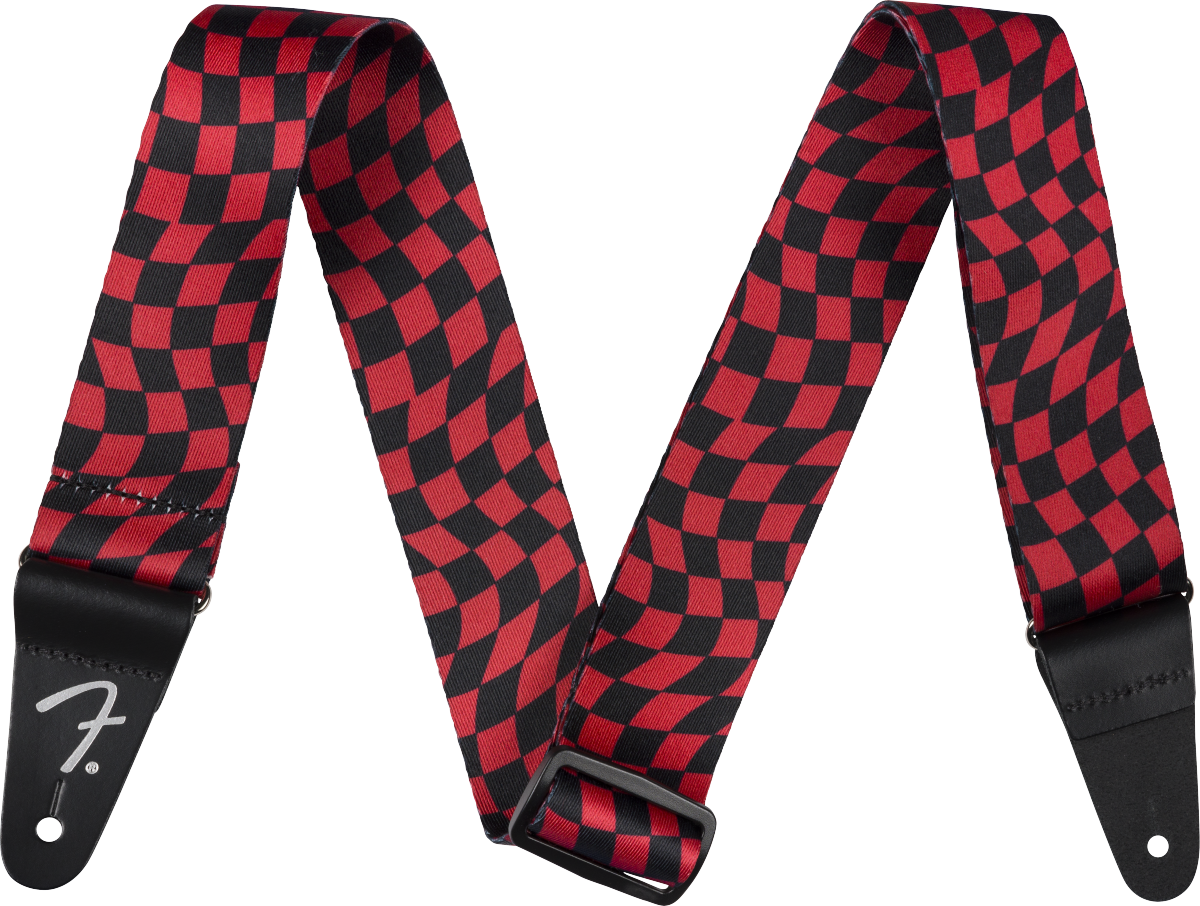 Wavy Checkerboard Poly Strap Red