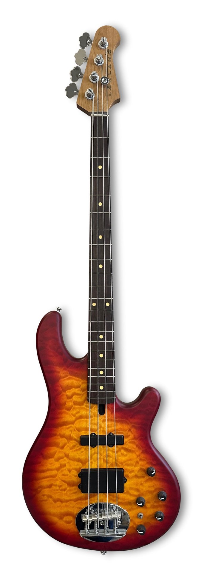 Skyline 44-02 Deluxe Bass, 4-String - Quilted Maple Top, Cherry Burst Satin