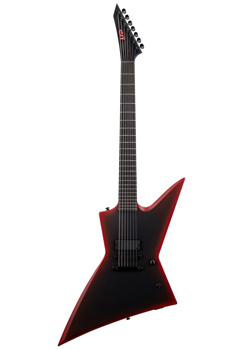 EXL-7B Black Metal II Black Redburst Satin Baritone E-Gitarre