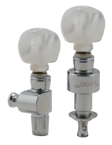 124C5 Geared Banjo Pegs with Round Pearloid Button - 5 pcs. - Chrome