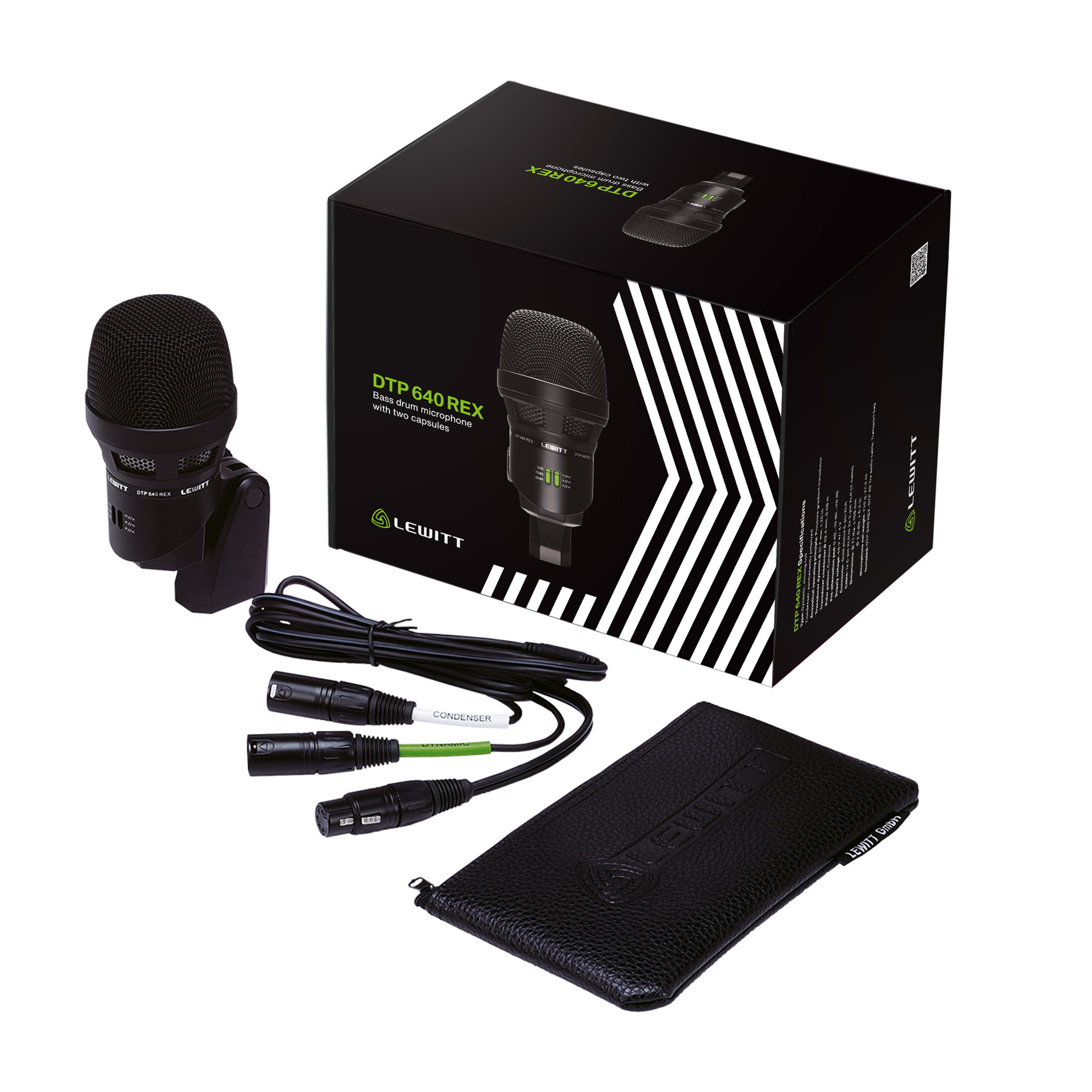 Bassdrum-Mikrofon, Dynamisches Mikrofon, Schwarz, Mikrofonset, XLR-Kabel