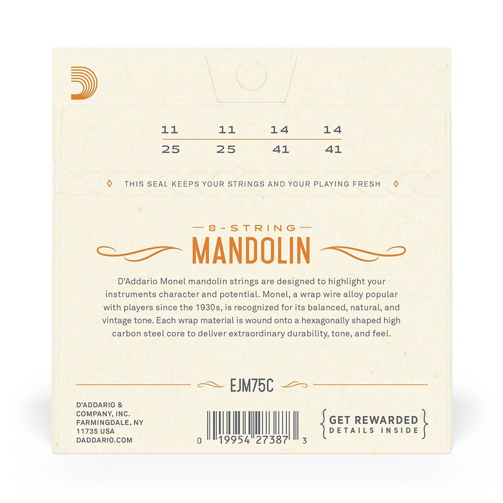 EJM75C Monel-Saiten für Mandoline, mittlere Spannung (Medium Plus), 11-41