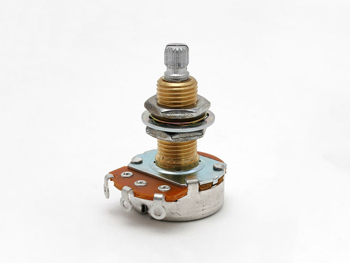 US5XL Poti, heavy duty, 10mm, extra lang, 500 kOhm log
