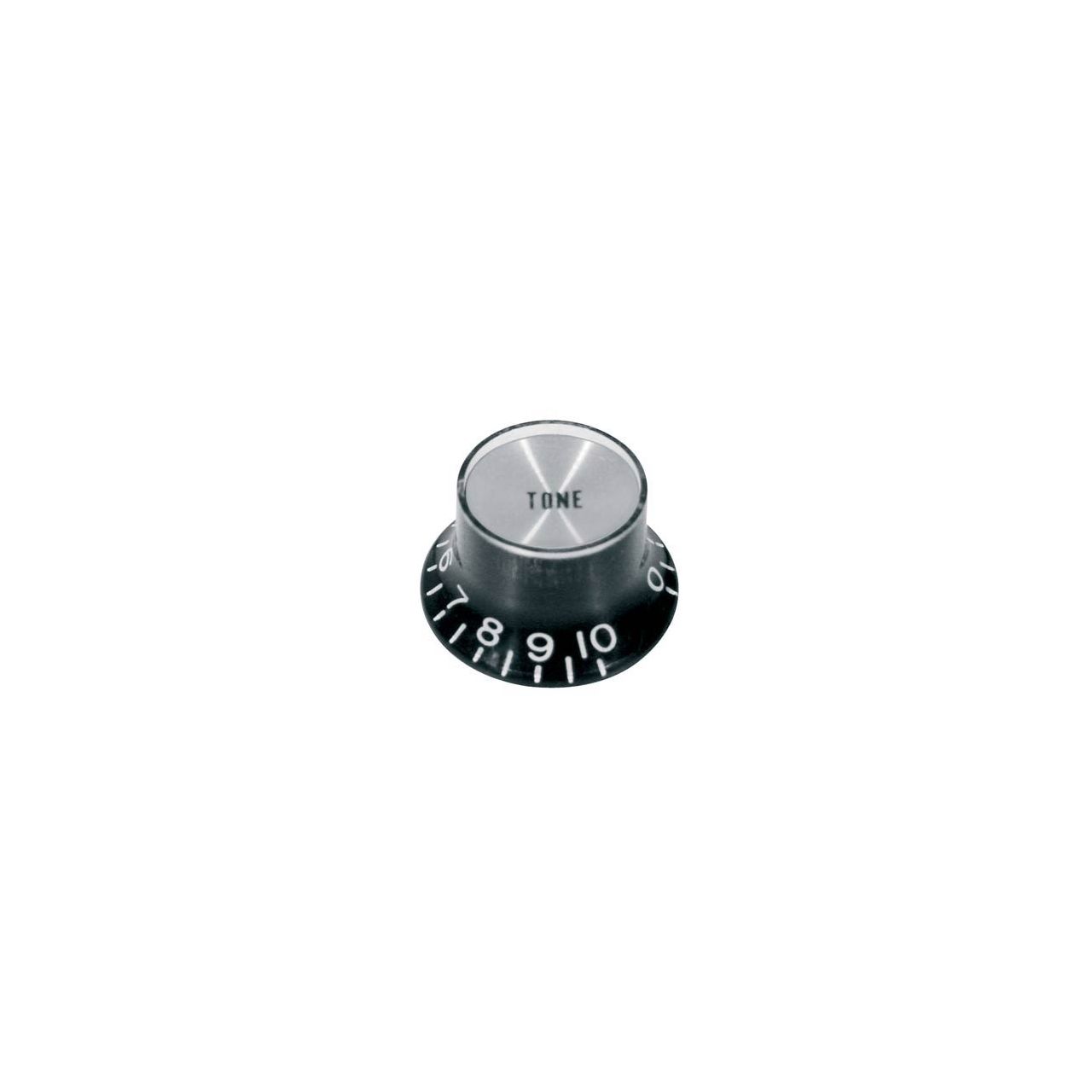 Potiknopf, Bell Knob, SG-style, schwarz mit chrom, Tone, für US-Poti-Schaft 