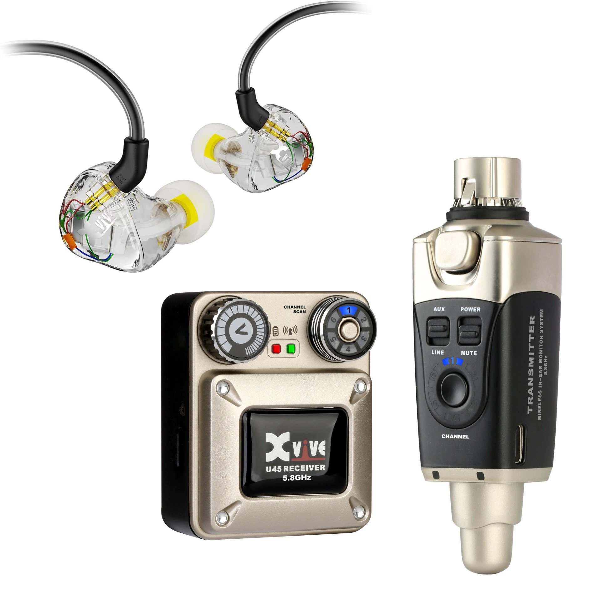 U45T9 In-Ear Monitor Wireless System, 5.8 GHz - Bundle, 1x Transmitter + 1x Receiver + 1x T9 In-Ear 