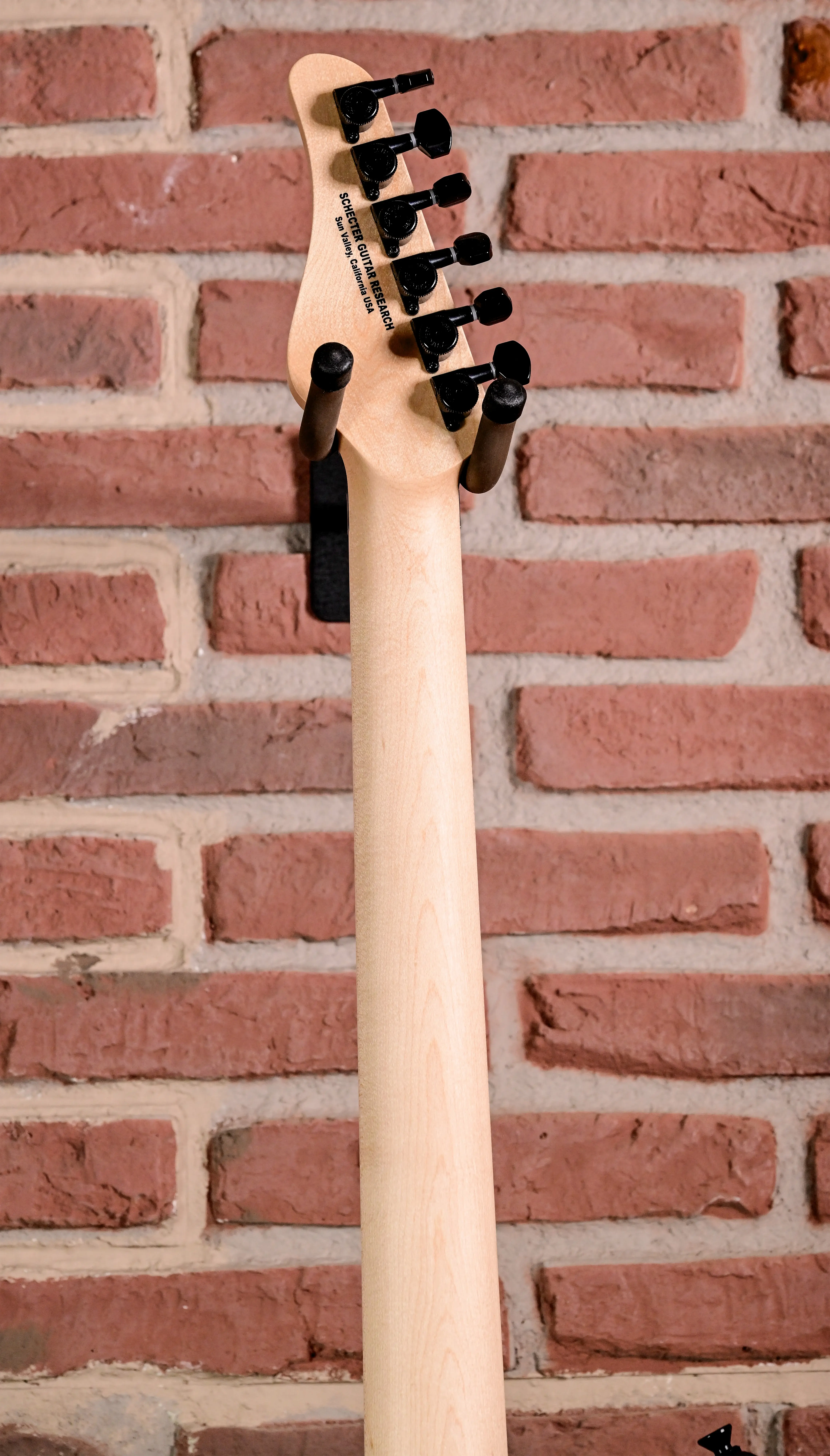Gitarrenhals, Ahornholz, Naturholz, schwarze Mechaniken