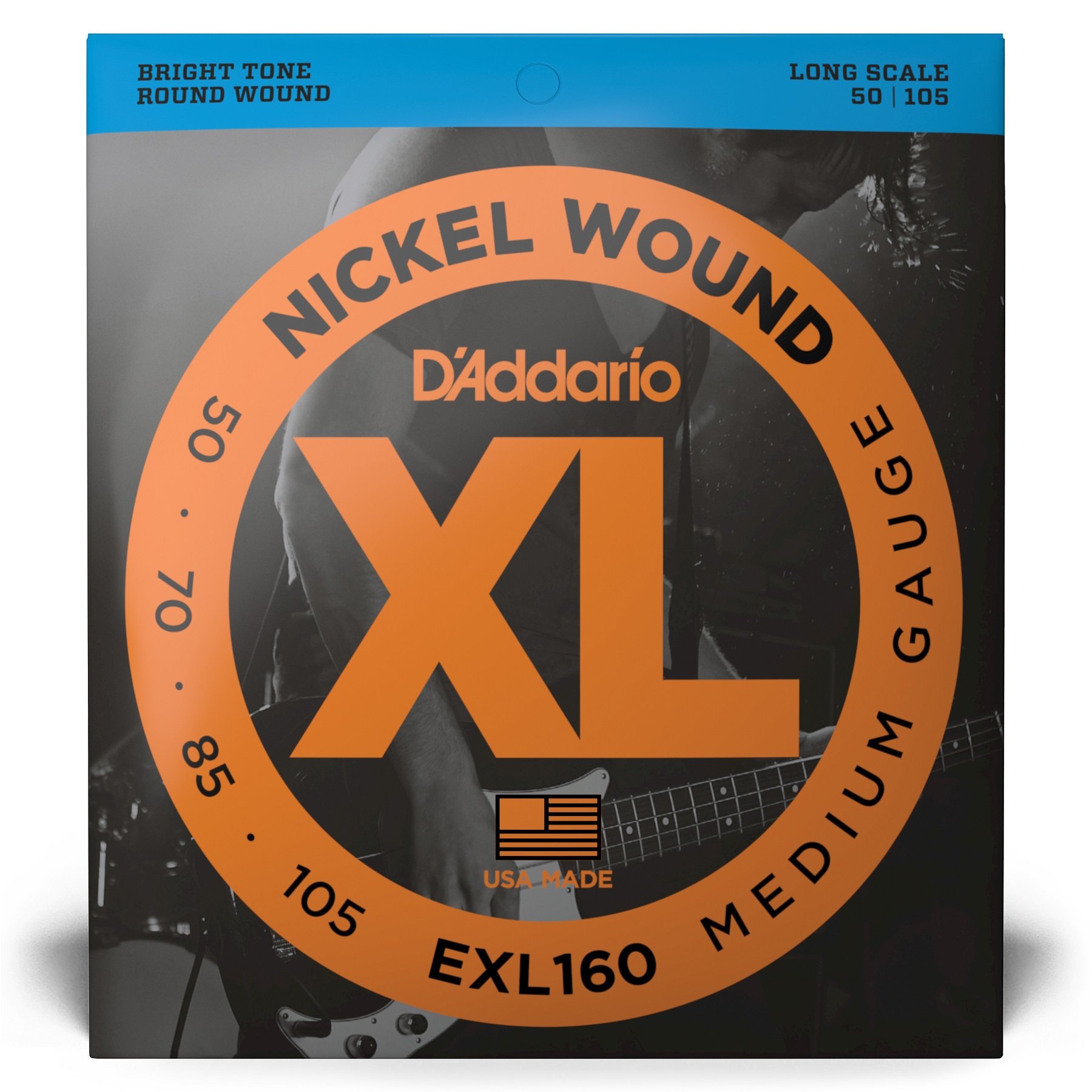 EXL160 Saiten für Bassgitarre, mit Nickel umsponnen, Medium, 50-105, Long Scale
