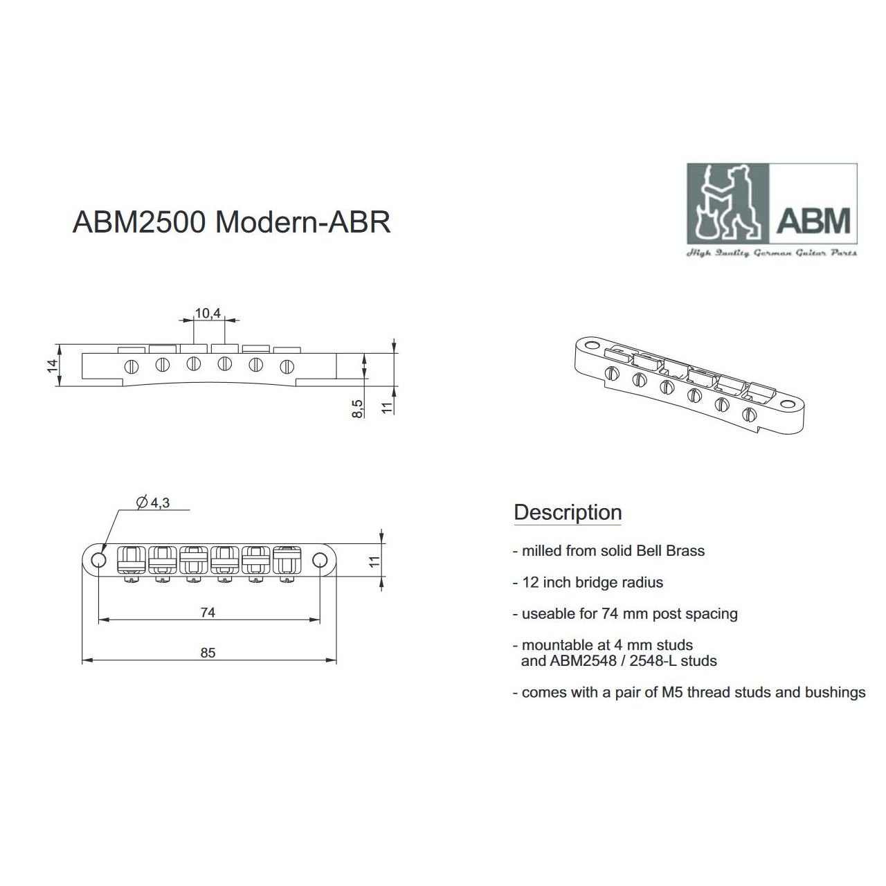 2500c Nashville TOM-Style Bridge, chrom