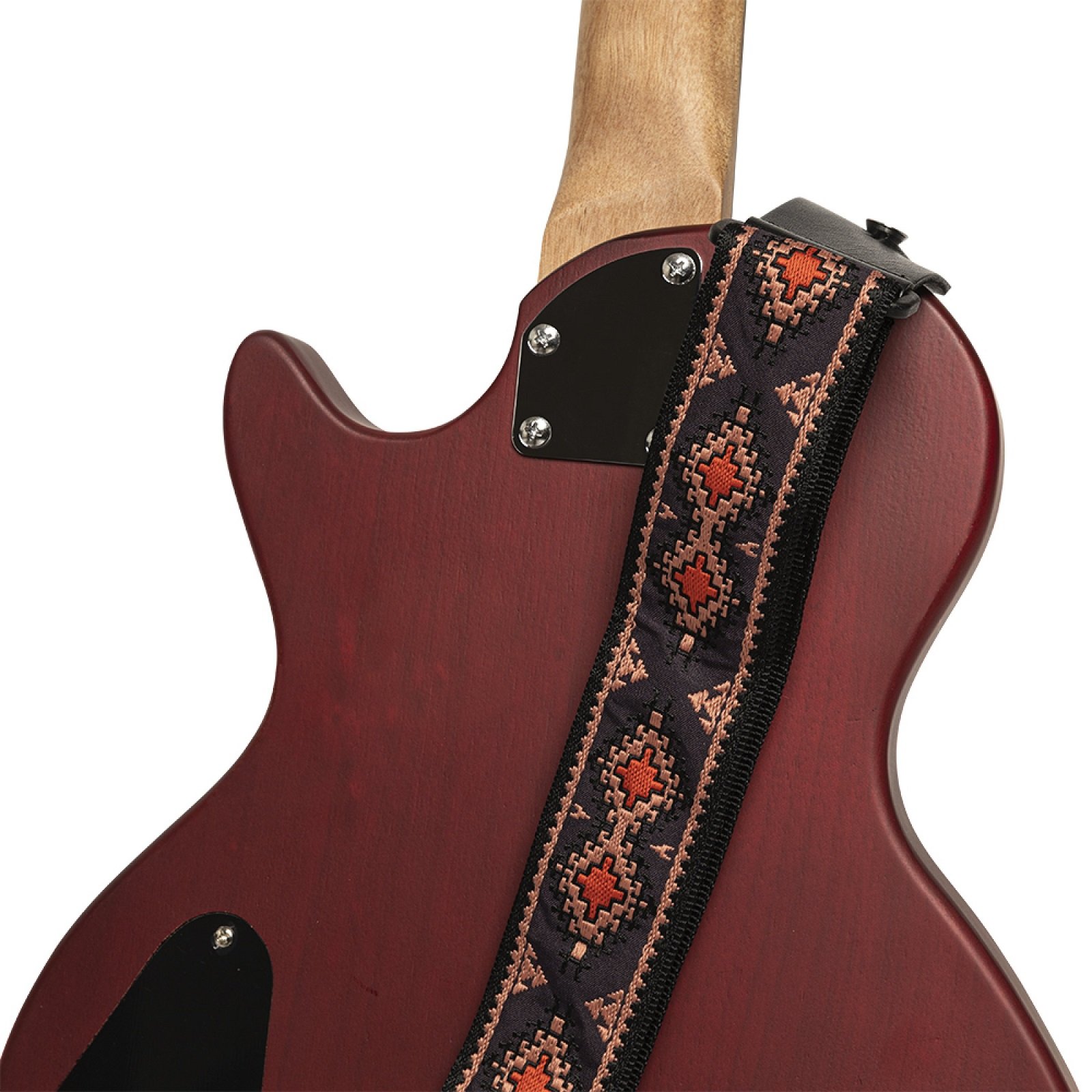 Gitarrengurt aus gewebtem Nylon, Rautenmuster, schwarz