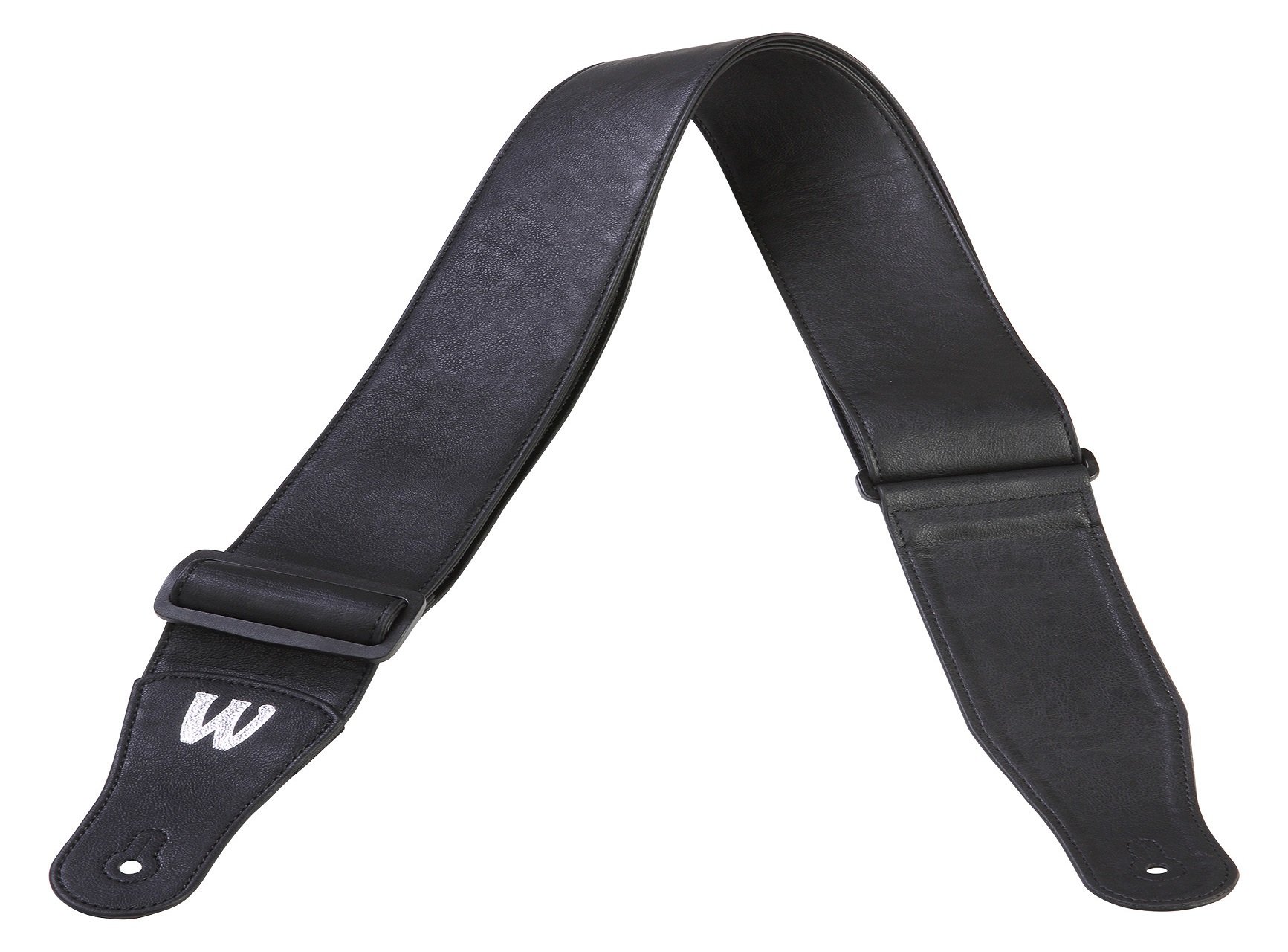 Synthetic Leather Bass Strap - Black, Silver Embossing