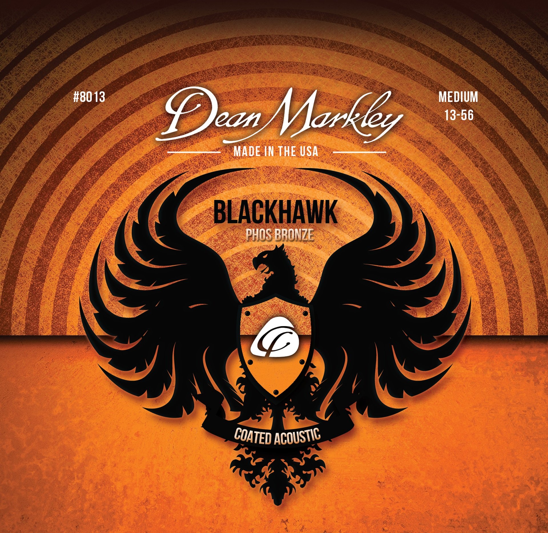 Blackhawk - 8013 - Coated Acoustic Guitar String Set, Pure Bronze, Medium, 80/20, .013-.056