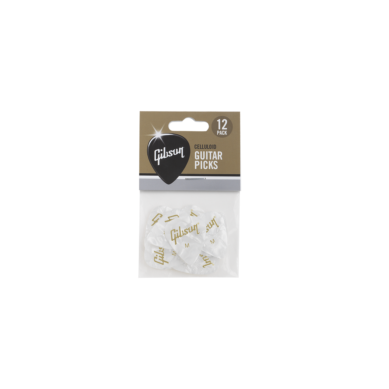 Pearloid White Picks, 12 Pack, Medium