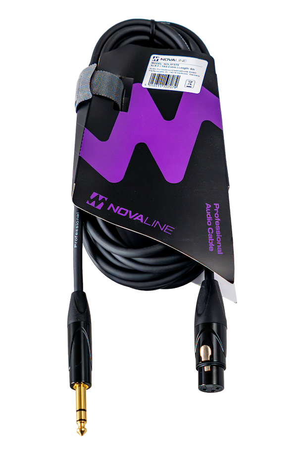 Audiokabel, XLR-Klinke-Kabel, schwarz, gewendelt, vergoldeter Stecker