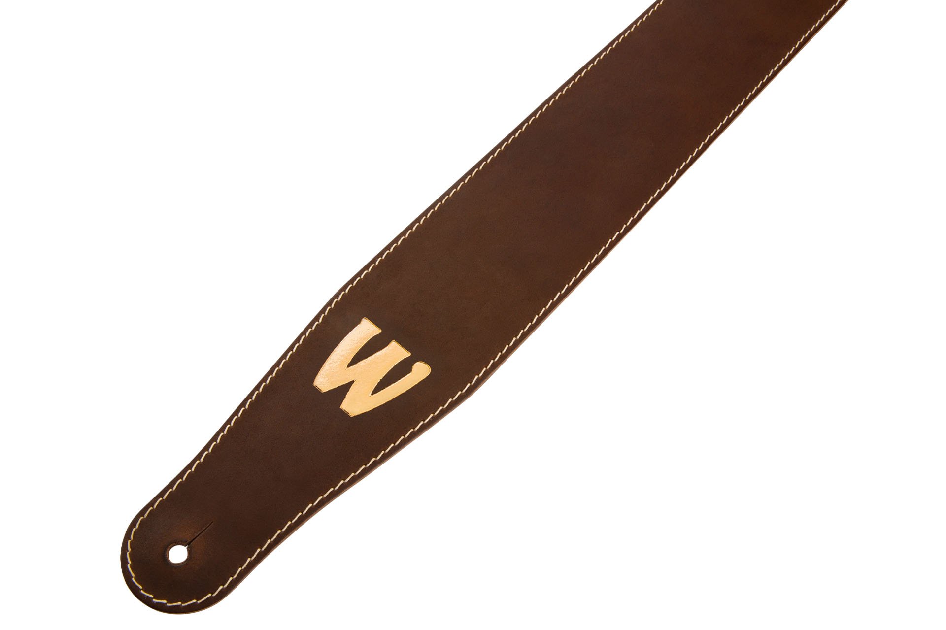 Teambuilt Genuine Leather Bass Strap - Brown, Gold Embossing