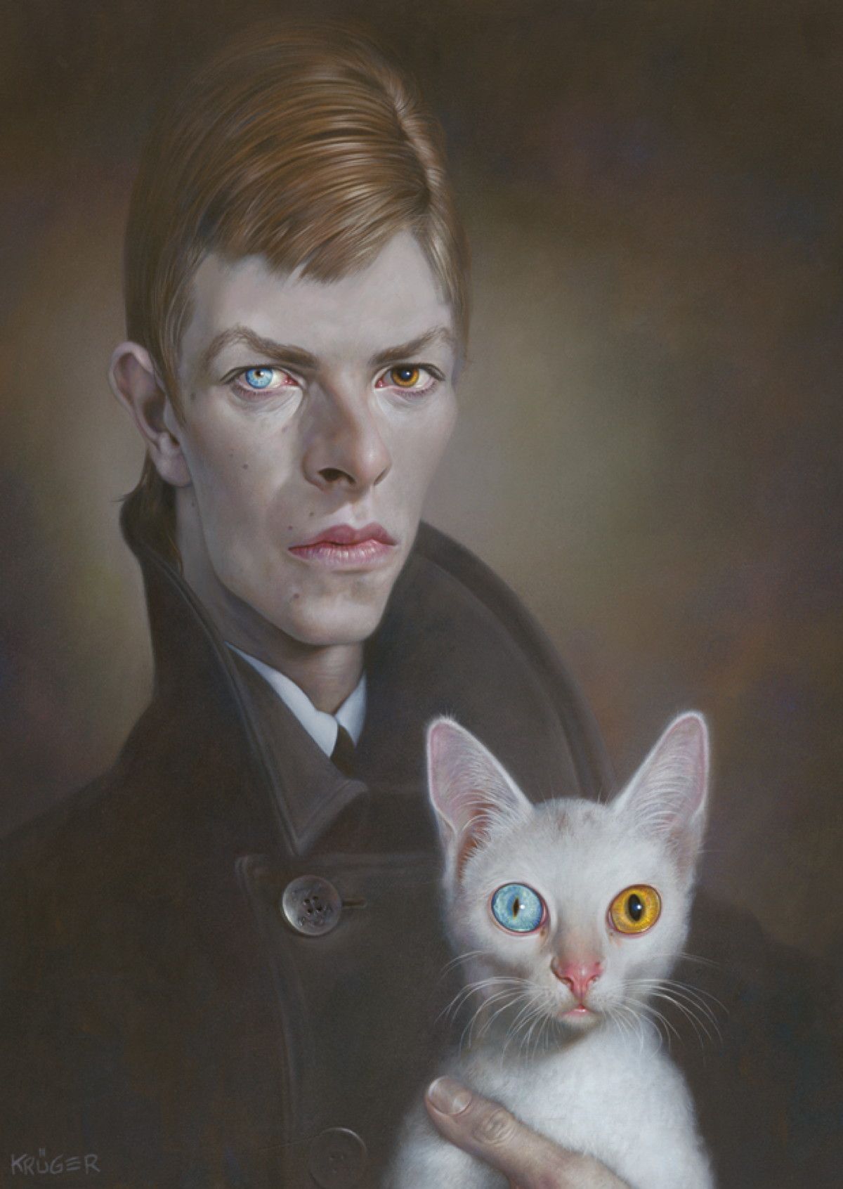 Junger Mann mit Katze -  Postkarte