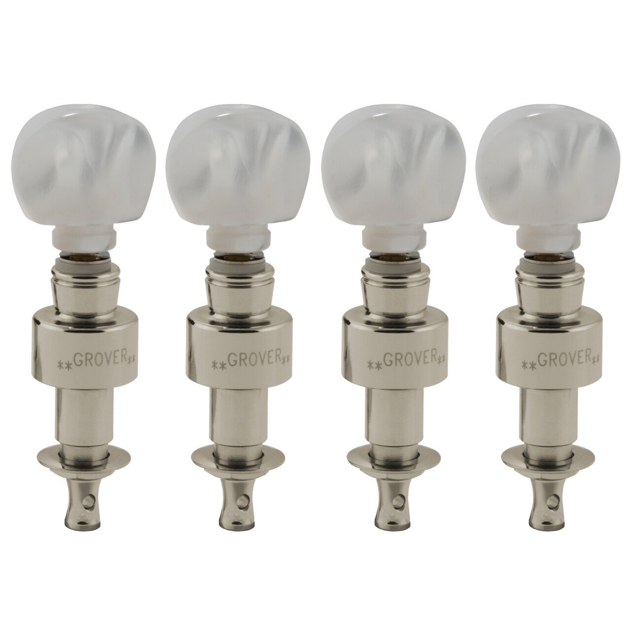 123N Geared Banjo Pegs with Round Pearloid Button - 4 pcs. - Nickel